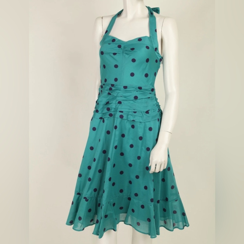 Green & blue polkadot Marc Jacobs Halter Top Dress